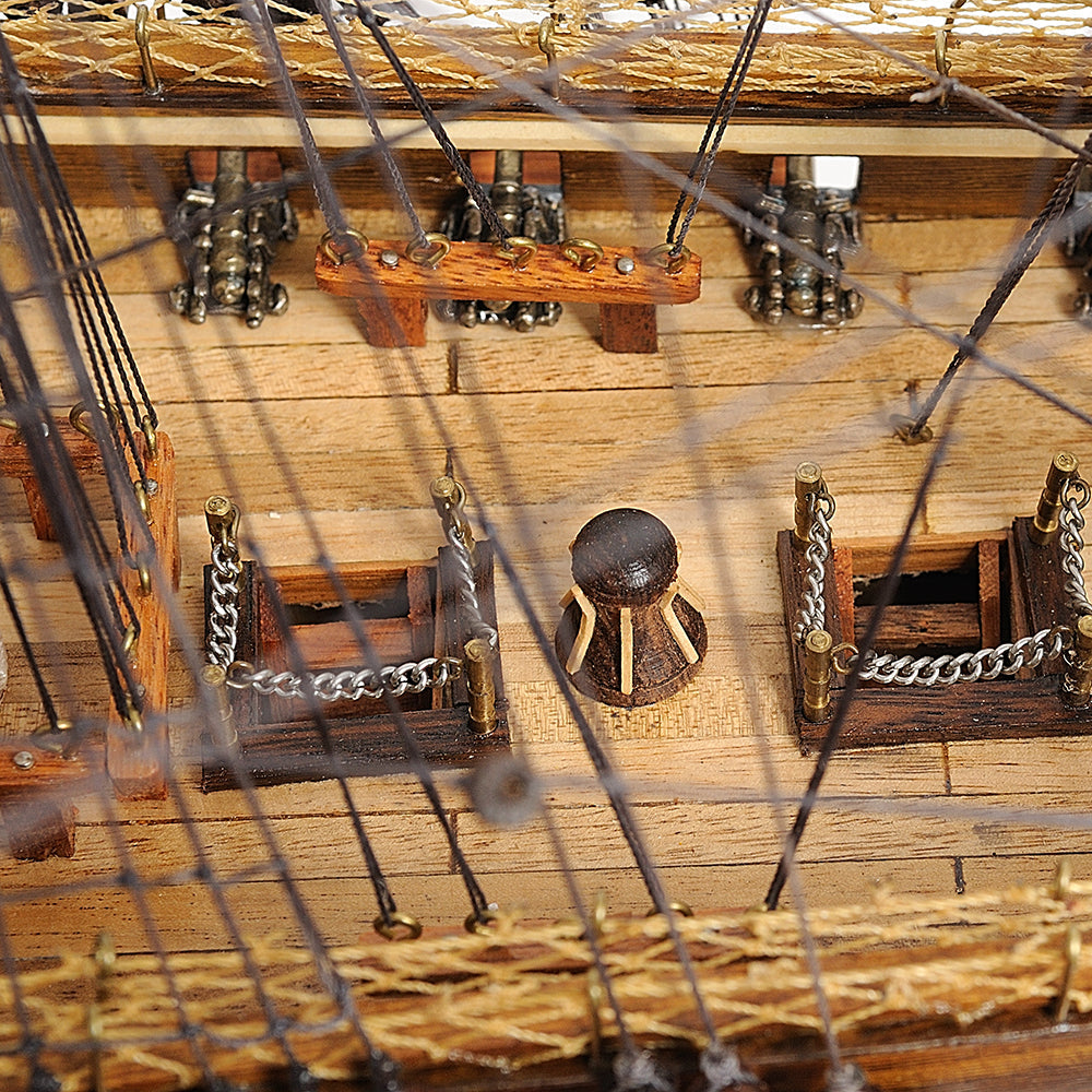 USS CONSTITUTION MODEL SHIP MID WITH DISPLAY CASE FRONT OPEN | Museum-quality | Fully Assembled Wooden Ship Models