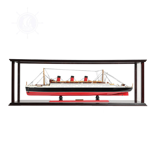 QUEEN MARY CRUISE SHIP MODEL MIDSIZE WITH DISPLAY CASE| Museum-quality Cruiser| Fully Assembled Wooden Model Ship