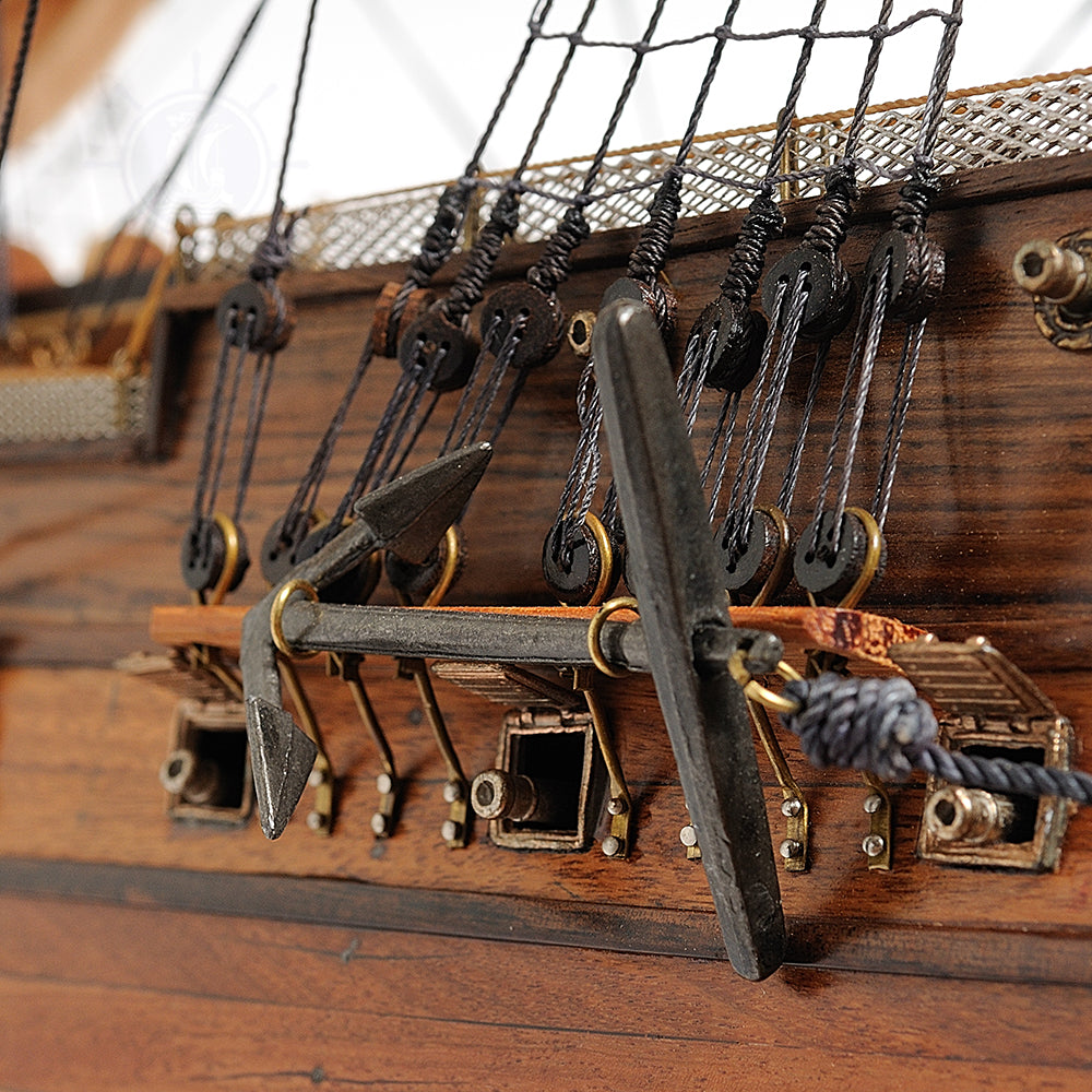 HMS SURPRISE MODEL SHIP LARGE WITH FLOOR DISPLAY CASE | Museum-quality | Fully Assembled Wooden Ship Models