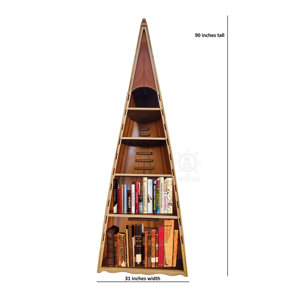 CANOE BOOK SHELF VERSION 2 | Museum-quality | Fully Assembled Wooden Ship Model For Wholesale
