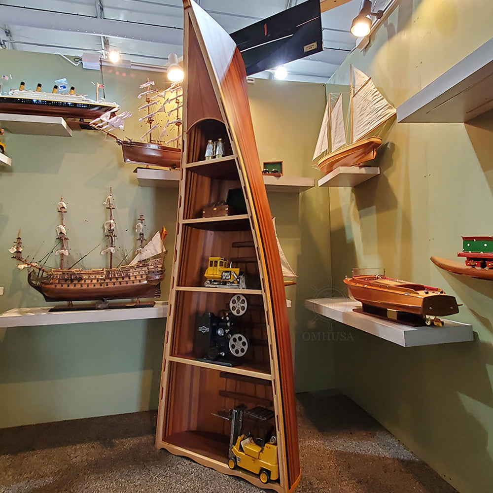 CANOE BOOK SHELF VERSION 2 | Museum-quality | Fully Assembled Wooden Ship Model For Wholesale