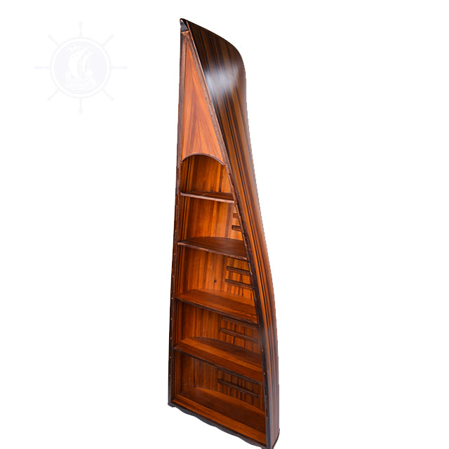 Canoe Book Shelf Antique | Museum-quality | Fully Assembled Wooden Ship Models For Wholesale